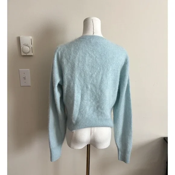 J Crew Quiet Luxury Old Money Cashmere Button Cardigan Blue Large Preppy Cute - Picture 6 of 6